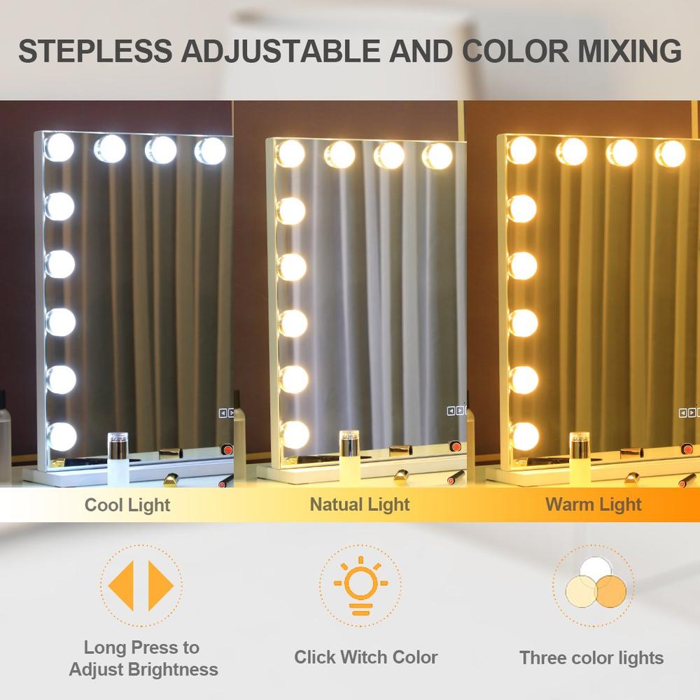 Large Vanity Mirror With Lights And Bluetooth Speakers Dimmable LED Lights With 10 Times Magnification USB Port for Woman Makeup