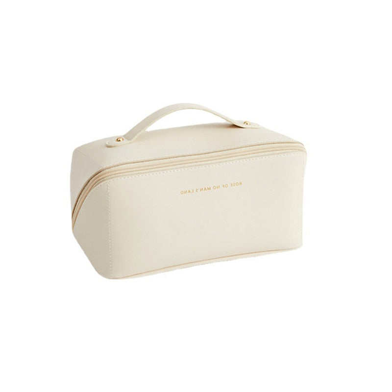 Large Leather Travel Cosmetic Bag