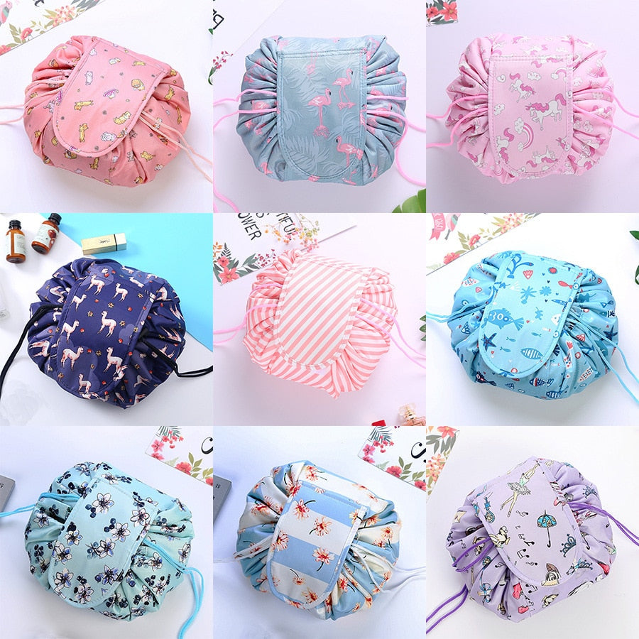 Lazy drawstring outlet cosmetic bag