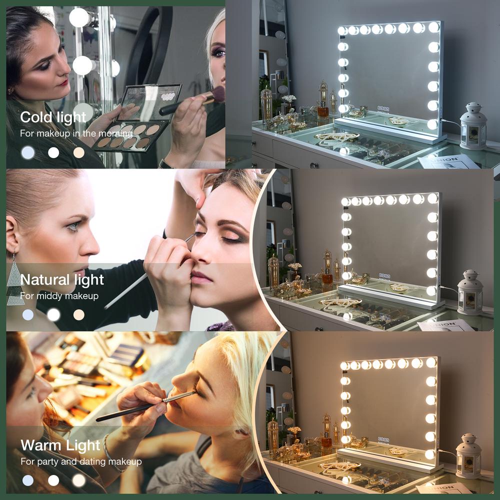 Large Vanity Mirror With Lights And Bluetooth Speakers Dimmable LED Lights With 10 Times Magnification USB Port for Woman Makeup